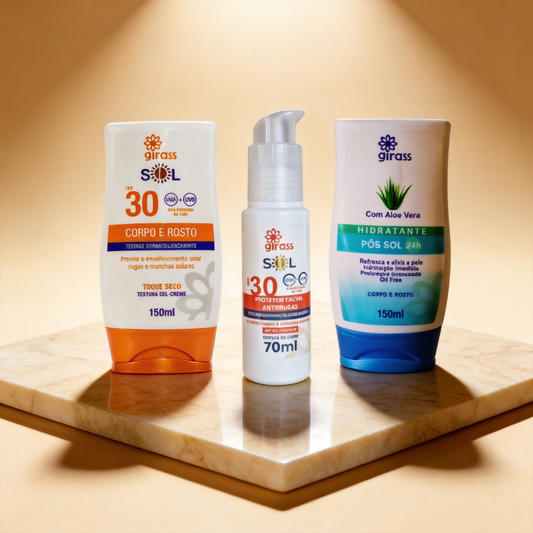Kit proteção solar e hidratação com 3 produtos aloe vera
